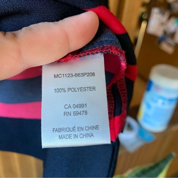 St. Tropez West Red & Black Blouse Women Medium - Picture 5 of 8